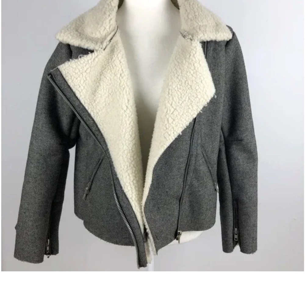J.O.A. Gray Teddy Jacket with Cream Accents